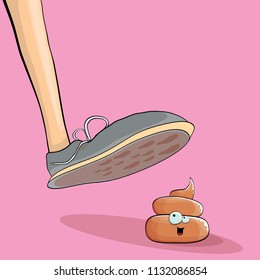 step on poo cartoon comic situation. Business mistakes concept illustration.
