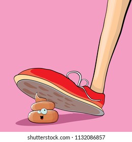 step on poo cartoon comic situation. Business mistakes concept illustration.
