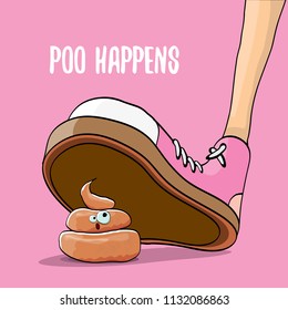 step on poo cartoon comic situation. Business mistakes concept illustration.
