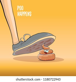 step on poo cartoon comic situation. Business mistakes concept illustration. Poo happens