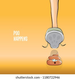 step on poo cartoon comic situation. Business mistakes concept illustration. Poo happens