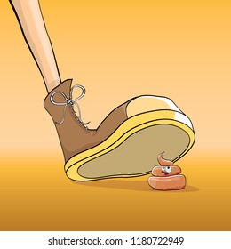 step on poo cartoon comic situation. Business mistakes concept illustration. Poo happens