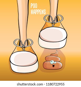 step on poo cartoon comic situation. Business mistakes concept illustration. Poo happens