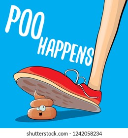 step on poo cartoon comic situation. Business mistakes concept illustration. Poo happens