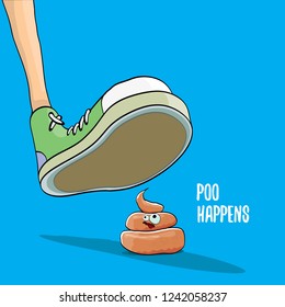 step on poo cartoon comic situation. Business mistakes concept illustration. Poo happens