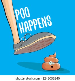 step on poo cartoon comic situation. Business mistakes concept illustration. Poo happens