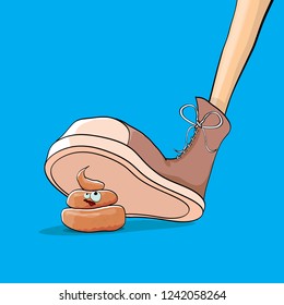 step on poo cartoon comic situation. Business mistakes concept illustration. Poo happens