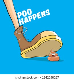 step on poo cartoon comic situation. Business mistakes concept illustration. Poo happens
