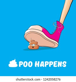 step on poo cartoon comic situation. Business mistakes concept illustration. Poo happens