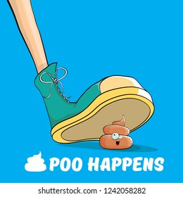 step on poo cartoon comic situation. Business mistakes concept illustration. Poo happens