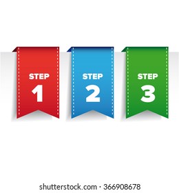 Step one two three bookmark ribbon -  progress vector