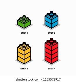 Step One Two Three and Four in Building Blocks Vector Illustration