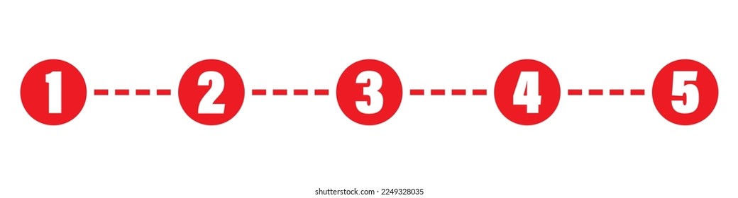 Step one, two, three, four and five. Sequence of steps. Plan by steps. Inforgraphic concept. Vector icon