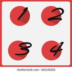 Step one, two, three and four icons. Sequence of options symbols. Loading process signs
Vector design
