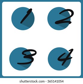 Step one, two, three and four icons. Sequence of options symbols. Loading process signs
Vector design