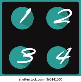 Step one, two, three and four icons. Sequence of options symbols. Loading process signs
Vector design