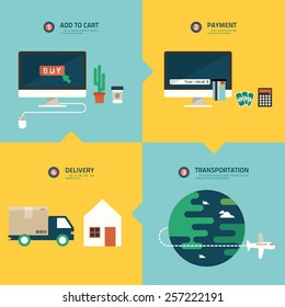 step for online shopping infographic vector
