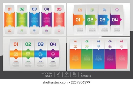 Step and Options Infographic bundle set with modern style and colorful concept