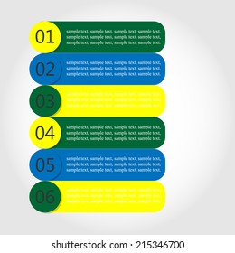 Step options. Vector color illustration.