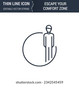 Icono de zona de confort: símbolo comercial de línea delgada. Perfecto para el diseño web. Concepto de vector de contorno de alta calidad. Logotipo premium, minimalista y elegante.