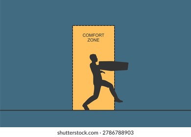 Step out of comfort zone or safe zone, dare to walk your own way or manage to exit from routine job to start new business. Businessman moving out of comfort zone and take a chance to success.