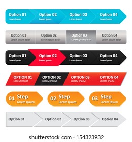 Step panel - website element - 6 versions for you - steps - 3-4 options