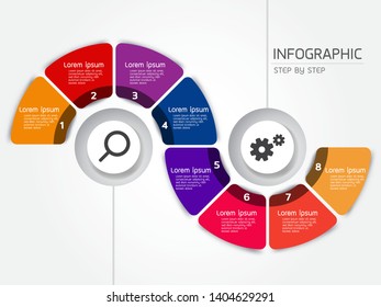 Step Process Elements Infographics Vector Illustration. Option Work Flow With Icon Template Design.