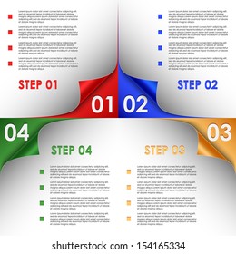 Step progress of colorful bent corners background