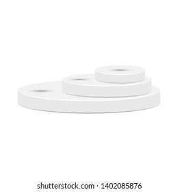 Step round 3D design for the presentation and advertising of commercial products, an empty windscreen or a podium for the prize winners with shadows of an isometric shape
