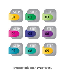 step set number label vector template design illustration