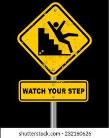 step, sign, watch, caution