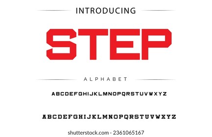 Step Sport Modern Italic Alphabet Font. Typography urban style fonts for technology, digital, movie logo design. vector illustration