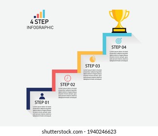 Step stair four elements to success.business and finance concept.vector illustration in flat style modern design.can be used for process, presentations, layout, banner,infographic.