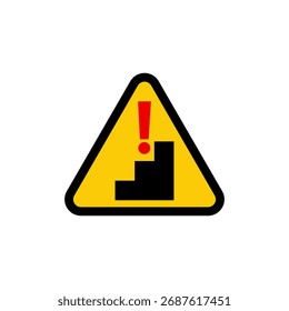 Señal de advertencia de escalones o escaleras. Dibujo de Vector mínimo simple. 