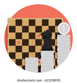Step strategy finance. Economic tactic invest, vector illustration