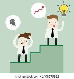 Step to success business cartoon concept, vector and illustration