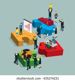 step of success business info graphic with isometric concept