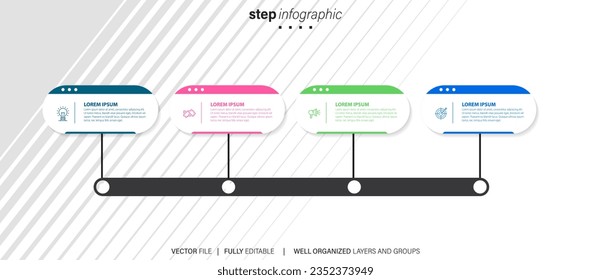 Step to success. Business infographic with icons and elements to success. Can be used for presentation, banner, diagram, step up options. Vector Illustration.

