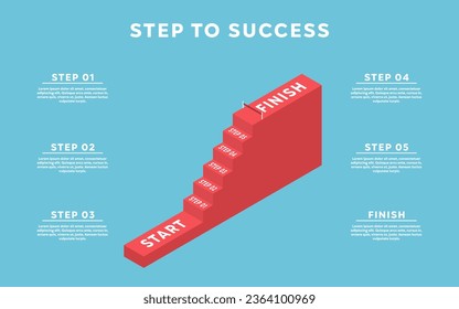 step to success climb up stairs five step to goal success target concept business.
