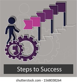Step to success concept . Creative idea design. Flat vector illustration for template, brochure, presentation or web page.