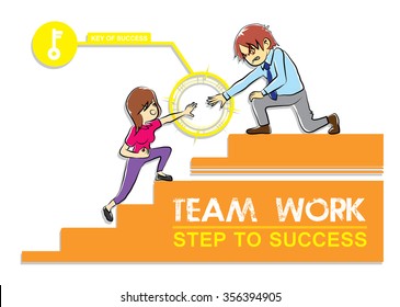 step to success is team work info graphic vector