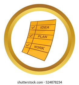 Step of success vector icon in golden circle, cartoon style isolated on white background