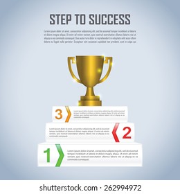 Step to success with winner trophy infographic design template, VECTOR, EPS10