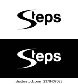 Step Text Logo Design. Letter S. Black and White Logo. Usable for Business Logos. Flat Vector Logo Design Template