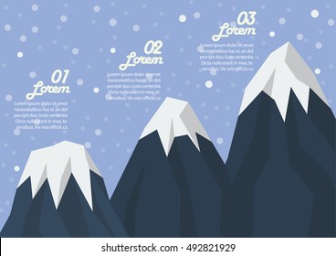 Step Of Three Mountain Peak Infographic. Flat Style Design