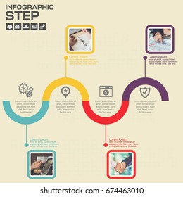 Step and timeline Infographic Templates for Business Vector Illustration, With 5 options, process diagram, vector eps10 illustration
