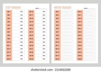 Step Tracker And Water Tracker Printable