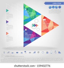 step of triangle banner and business icon vector