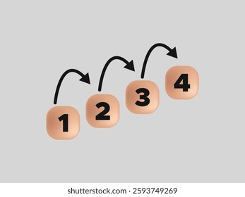 Step wise Progression Step by Step Journey with 1 to 4 steps and Arrows Business Goal Achievement