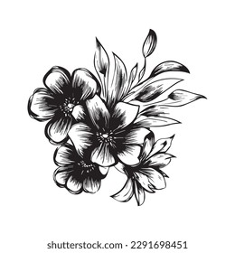 Step up your design with this beautiful floral blooming doodle vector design. Featuring intricate details and fine lines, this non-color vector is perfect for adding a touch of whimsy and sophisticati